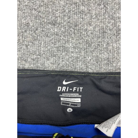 Nike Pants Womens Small Blue Black Dri Fit Running Capri Leggings Athletic - Picture 2 of 7